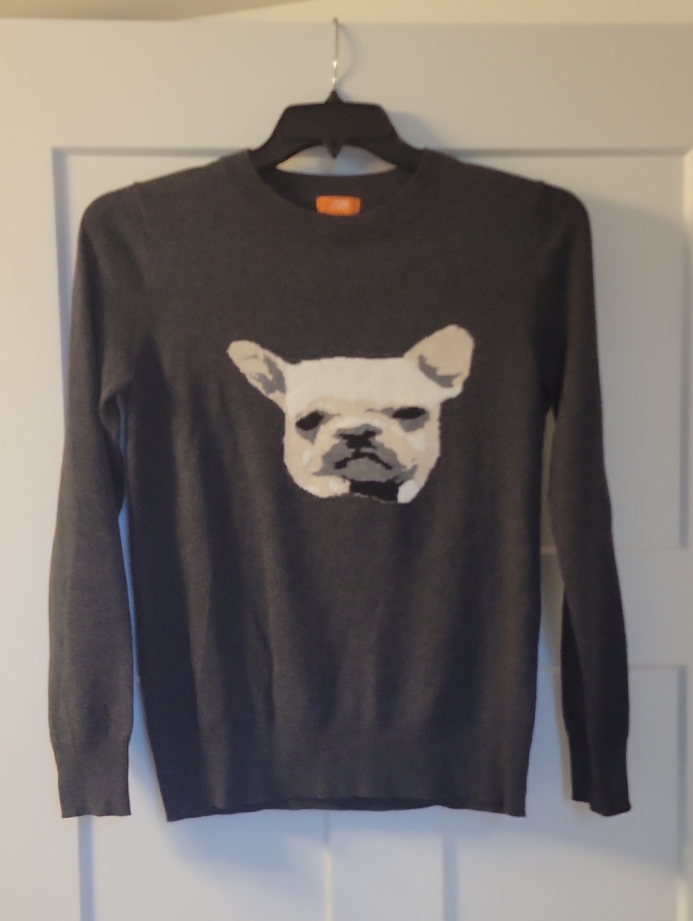 Joe Fresh Charcoal Crewneck Sweater with White Dog Motif